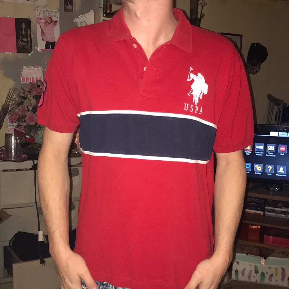U.S POLO ASSN-L collar shirt(EUC)READ DESCRIPTION